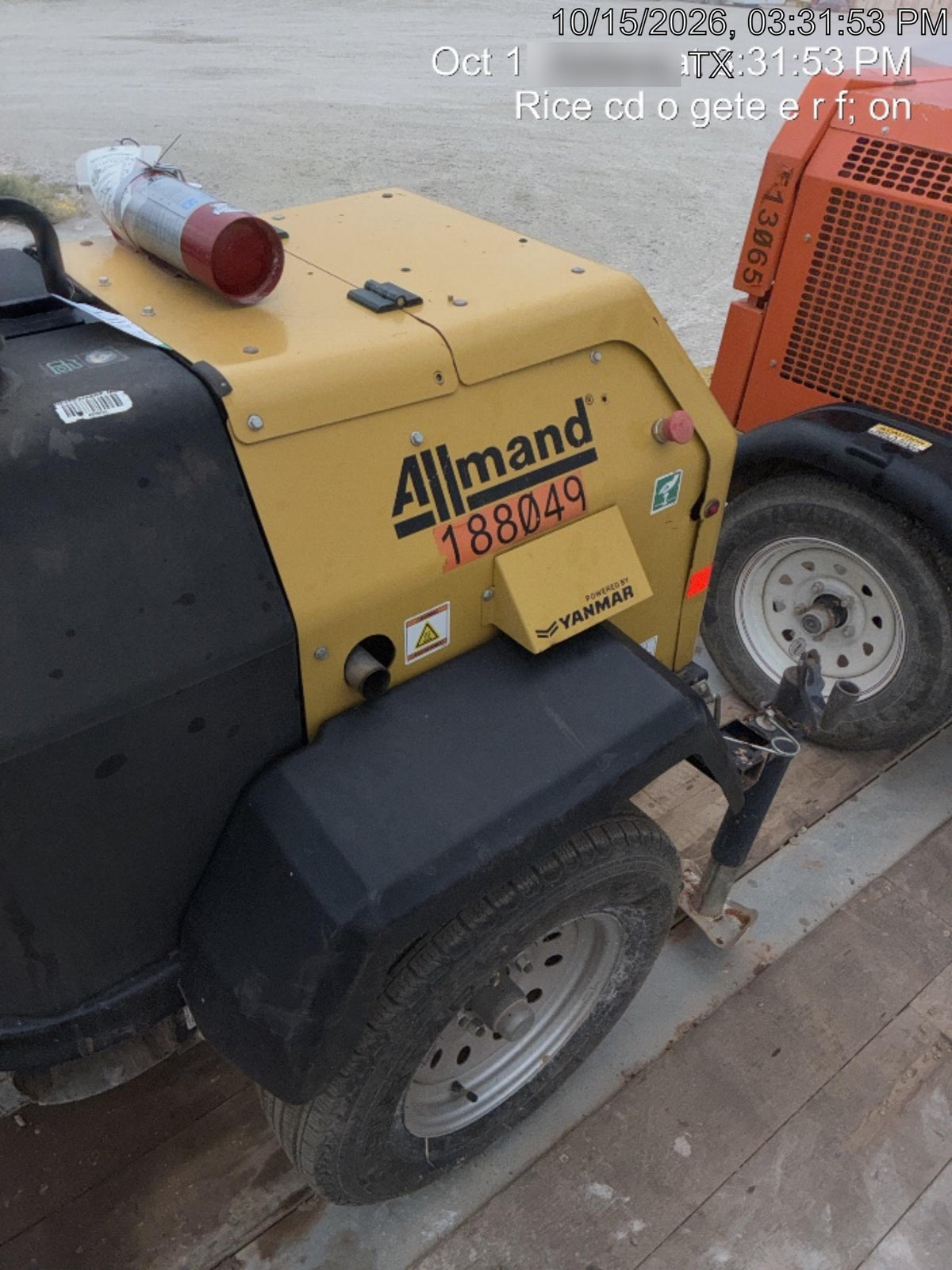 Allmand NLV3GR (4) LED Light Fixture 350W, 23' Vertical Mast, 3kW Prime, Towable, Deep Sea L401, Leveling Jacks, Yanmar T4F 5.8hp