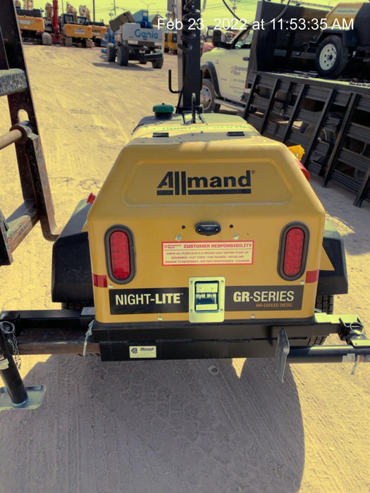 2022 Allmand NLV3GR (4) LED Light Fixture 350W, 23' Vertical Mast, 3kW Prime, Towable, Deep Sea L401, Leveling Jacks, Yanmar T4F 5.8hp