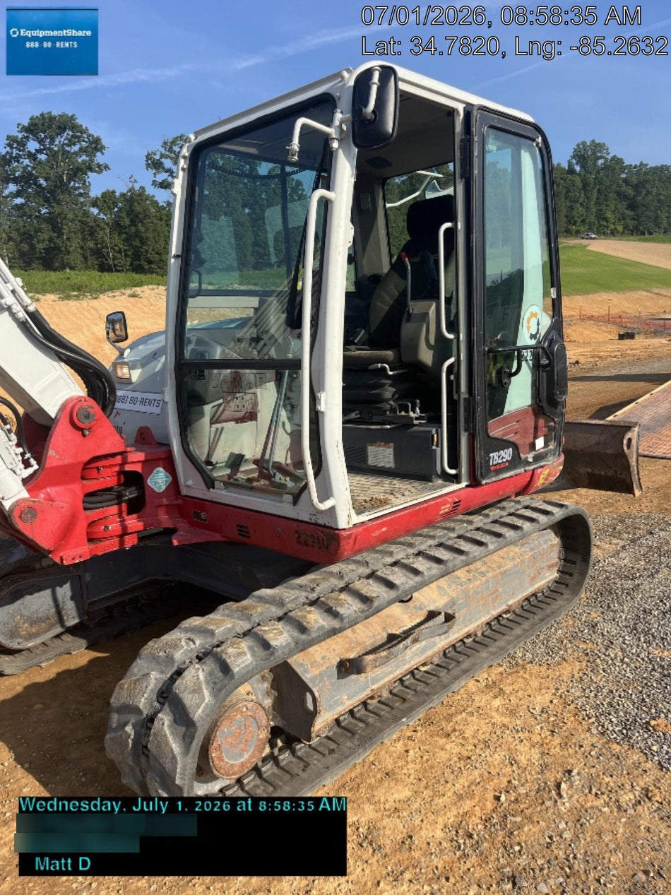 2019 Takeuchi TB290 Takeuchi TB290 Cab/Heat/AC w/Rubber Tracks, Auxiliary Hydraulics, Dozer Blade, Manual QC, 18/24/36" Buckets, Hydraulic Thumb Installed