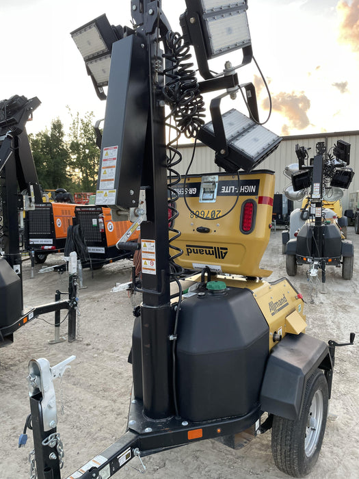 2022 Allmand NLV3GR (4) LED Light Fixture 350W, 23' Vertical Mast, 3kW Prime, Towable, Deep Sea L401, Leveling Jacks, Yanmar T4F 5.8hp