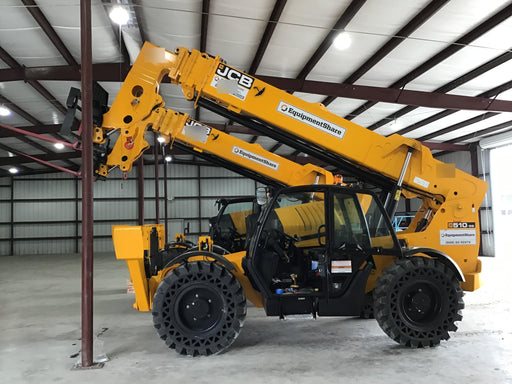 2018 JCB 510-56 JCB 510-56 Telehandler 74 HP w/CAB/HVAC, Beacon, Worklights, Aux Hydraulics, Solid Tires, 60" Carriage/Forks