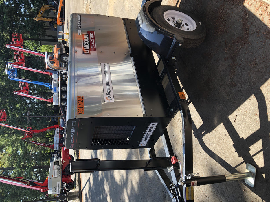 2019 Lincoln Electric Vantage 322 Welder Ready-Pak 3, Two wheel trailer, Fender and Light kit, Cable Rack