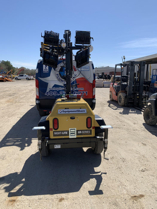 2022 Allmand NLV3GR (4) LED Light Fixture 350W, 23' Vertical Mast, 3kW Prime, Towable, Deep Sea L401, Leveling Jacks, Yanmar T4F 5.8hp