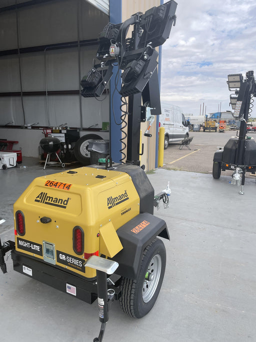 2022 Allmand NLV3GR (4) LED Light Fixture 350W, 23' Vertical Mast, 3kW Prime, Towable, ES Decals, T3