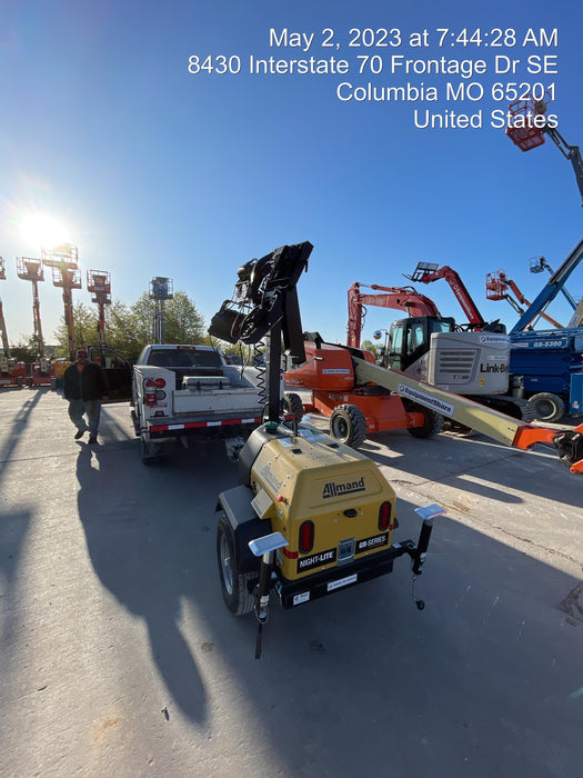 2022 Allmand NLV3GR (4) LED Light Fixture 350W, 23' Vertical Mast, 3kW Prime, Towable, ES Decals, T3