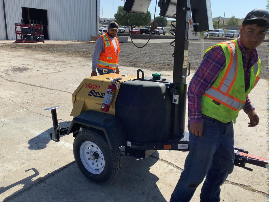 2021 Allmand NLV3GR (4) LED Light Fixture 350W, 23' Vertical Mast, 3kW Prime, Towable, Deep Sea L401, Leveling Jacks, Yanmar T4F 5.8hp