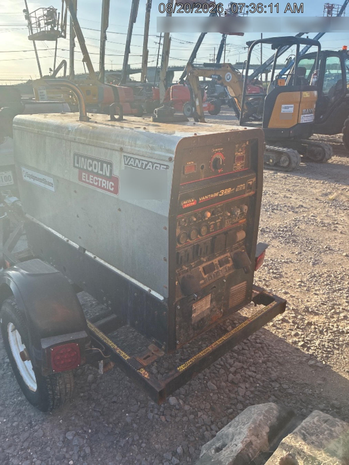 2019 Lincoln Electric Vantage 322 Ready-Pak 3, Two Wheel Trailer, Fender and Light Kit, Cable Rack