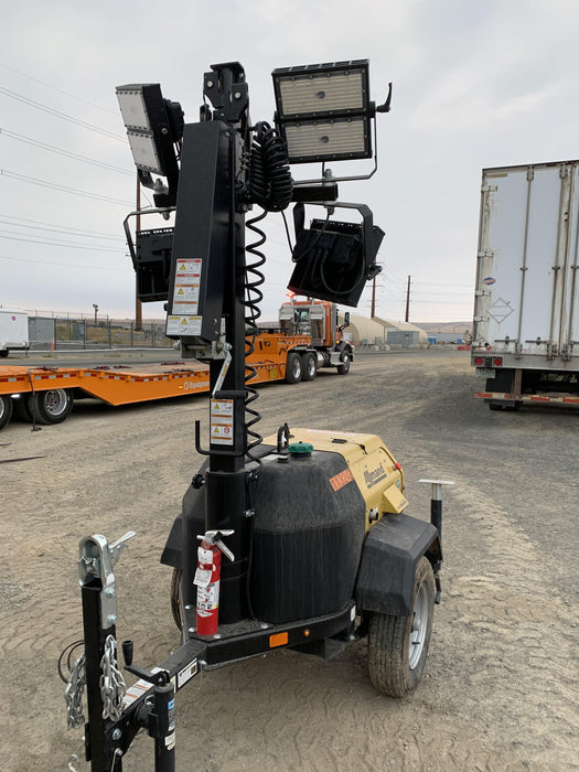 2020 Allmand NLV3GR (4) LED Light Fixture 350W, 23' Vertical Mast, 3kW Prime, Towable, Deep Sea L401, Leveling Jacks, Yanmar T4F 5.8hp