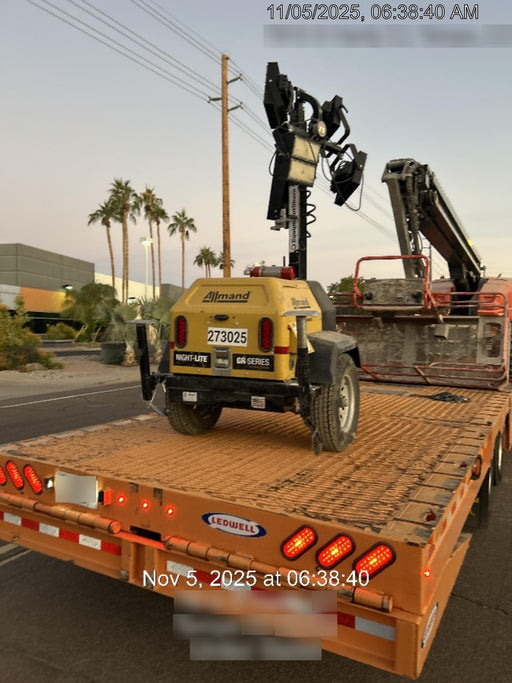 2022 Allmand NLV3GR (4) LED Light Fixture 350W, 23' Vertical Mast, 3kW Prime, Towable, ES Decals, T3