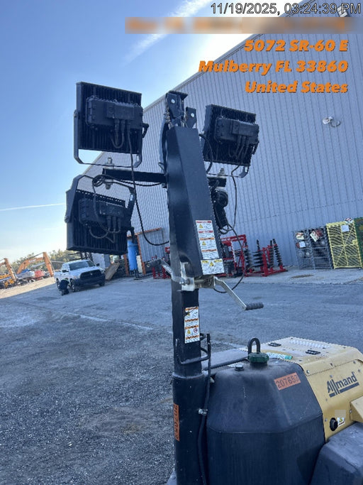 2022 Allmand NLV3GR (4) LED Light Fixture 350W, 23' Vertical Mast, 3kW Prime, Towable, Deep Sea L401, Leveling Jacks, Yanmar T4F 5.8hp