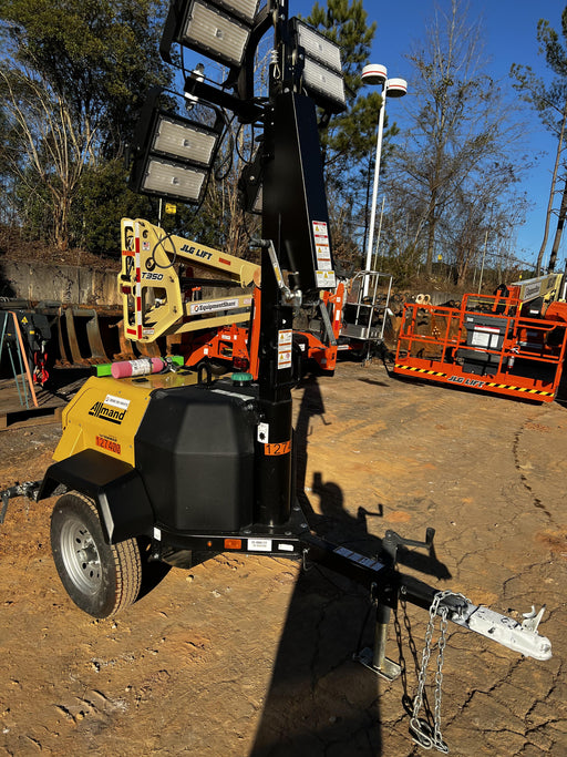 2021 Allmand NLV3GR (4) LED Light Fixture 350W, 23' Vertical Mast, 3kW Prime, Towable, Deep Sea L401, Leveling Jacks, Yanmar T4F 5.8hp