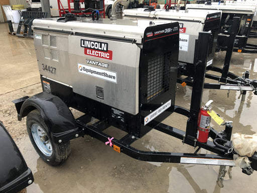 2019 Lincoln Electric Vantage 322 Welder Ready-Pak 3, Two wheel trailer, Fender and Light kit, Cable Rack