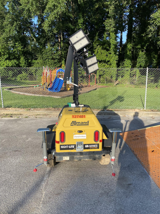 2021 Allmand NLV3GR (4) LED Light Fixture 350W, 23' Vertical Mast, 3kW Prime, Towable, Deep Sea L401, Leveling Jacks, Yanmar T4F 5.8hp