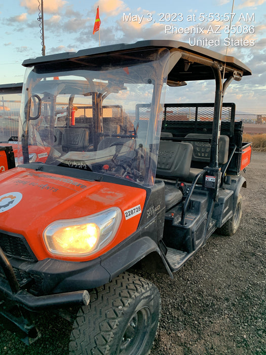 2022 Kubota RTV-X1140W-H Plastic Canopy, Windshield Acrylic Clear, LED Strobe Light, Wire Harness Kit, Back up Alarm