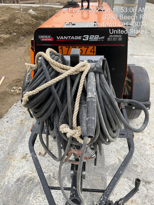 2021 Lincoln Electric Vantage 322 Vantage 322 Ready Pak 3 w/ Decals, ORANGE (includes trailer, cable rack, fender light kit) NO Telematics