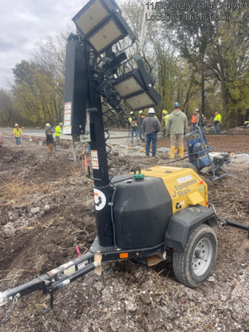 2022 Allmand NLV3GR (4) LED Light Fixture 350W, 23' Vertical Mast, 3kW Prime, Towable, Deep Sea L401, Leveling Jacks, Yanmar T4F 5.8hp