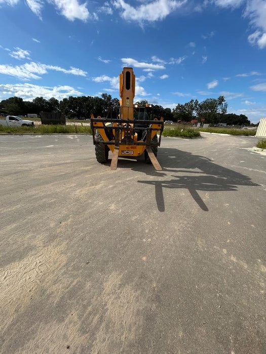 2019 JCB 510-56 Open ROPS, 74 HP, Solid Tires, Worklights, Beacon, Aux Hydraulics, Lifting Eye w/72" Carriage/60" Forks