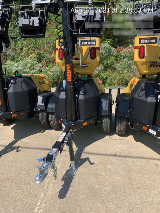 2021 Allmand NLV3GR (4) LED Light Fixture 350W, 23' Vertical Mast, 3kW Prime, Towable, Deep Sea L401, Leveling Jacks, Yanmar T4F 5.8hp