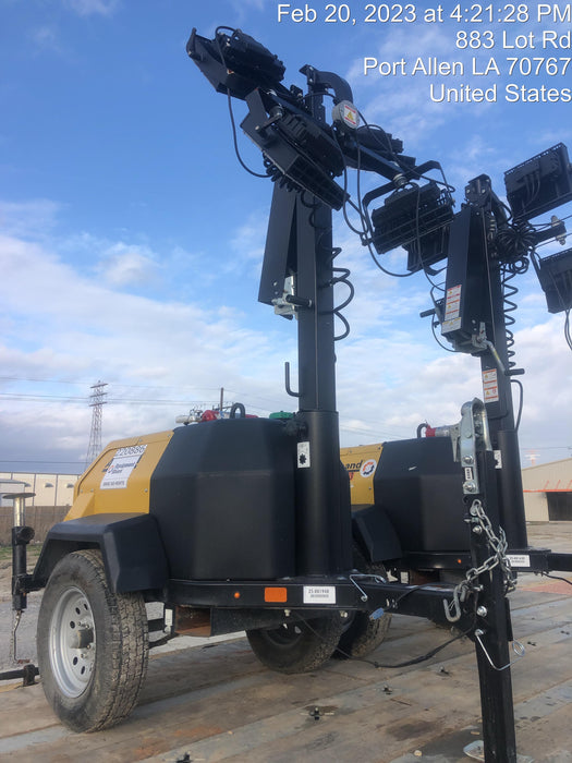 2022 Allmand NLV3GR (4) LED Light Fixture 350W, 23' Vertical Mast, 3kW Prime, Towable, Deep Sea L401, Leveling Jacks, Yanmar T4F 5.8hp