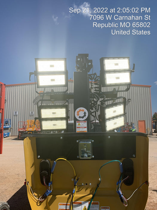 2022 Allmand NLV3GR (4) LED Light Fixture 350W, 23' Vertical Mast, 3kW Prime, Towable, Deep Sea L401, Leveling Jacks, Yanmar T4F 5.8hp