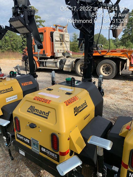 2022 Allmand NLV3GR (4) LED Light Fixture 350W, 23' Vertical Mast, 3kW Prime, Towable