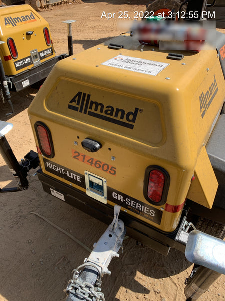 2022 Allmand NLV3GR (4) LED Light Fixture 350W, 23' Vertical Mast, 3kW Prime, Towable, Deep Sea L401, Leveling Jacks, Yanmar T4F 5.8hp