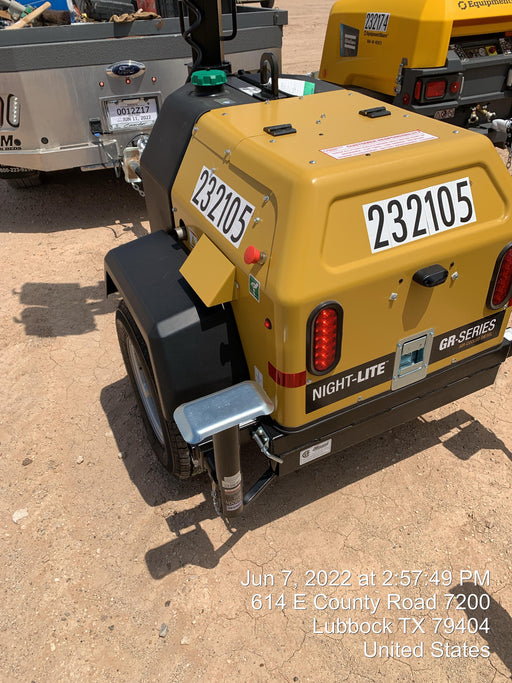 2022 Allmand NLV3GR (4) LED Light Fixture 350W, 23' Vertical Mast, 3kW Prime, Towable, Deep Sea L401, Leveling Jacks, Yanmar T4F 5.8hp