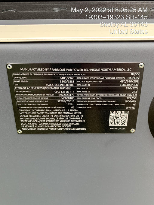 2022 ATLAS COPCO QAS 125