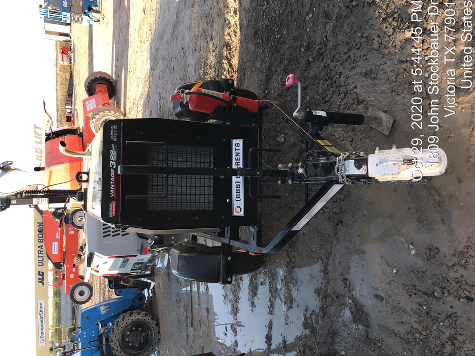 2019 Lincoln Electric Vantage 322 Ready-Pak 3, Two Wheel Trailer, Fender and Light Kit, Cable Rack