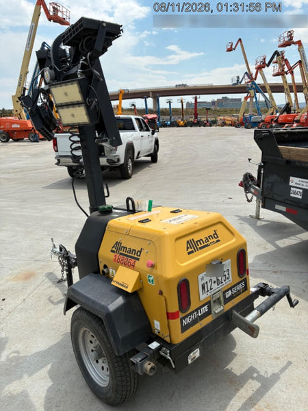 Allmand NLV3GR (4) LED Light Fixture 350W, 23' Vertical Mast, 3kW Prime, Towable, Deep Sea L401, Leveling Jacks, Yanmar T4F 5.8hp