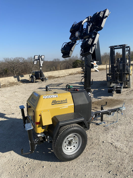 2022 Allmand NLV3GR (4) LED Light Fixture 350W, 23' Vertical Mast, 3kW Prime, Towable, Deep Sea L401, Leveling Jacks, Yanmar T4F 5.8hp