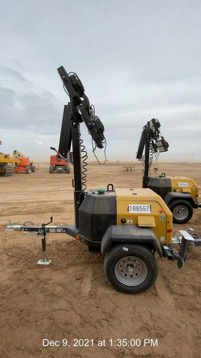 Allmand NLV3GR (4) LED Light Fixture 350W, 23' Vertical Mast, 3kW Prime, Towable, Deep Sea L401, Leveling Jacks, Yanmar T4F 5.8hp