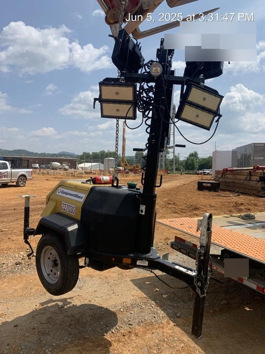 2022 Allmand NLV3GR (4) LED Light Fixture 350W, 23' Vertical Mast, 3kW Prime, Towable, Deep Sea L401, Leveling Jacks, Yanmar T4F 5.8hp