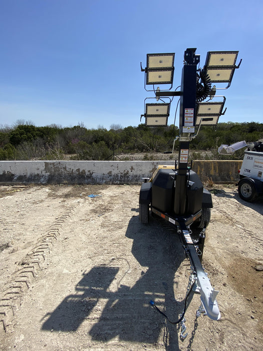 2022 Allmand NLV3GR (4) LED Light Fixture 350W, 23' Vertical Mast, 3kW Prime, Towable, Deep Sea L401, Leveling Jacks, Yanmar T4F 5.8hp