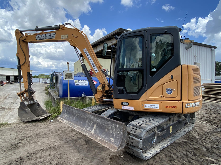 2017 Case CX80C CLOSED CAB, A/C,RUBBER TRACKS PADS,7'-2" ARM,THUMB