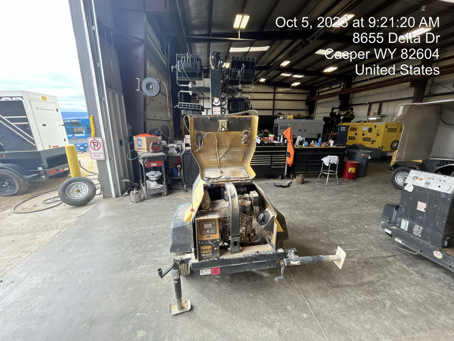 2022 Allmand NLV3GR (4) LED Light Fixture 350W, 23' Vertical Mast, 3kW Prime, Towable, Deep Sea L401, Leveling Jacks, Yanmar T4F 5.8hp