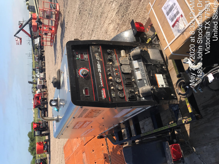2019 Lincoln Electric Vantage 322 Welder Ready-Pak 3, Two wheel trailer, Fender and Light kit, Cable Rack