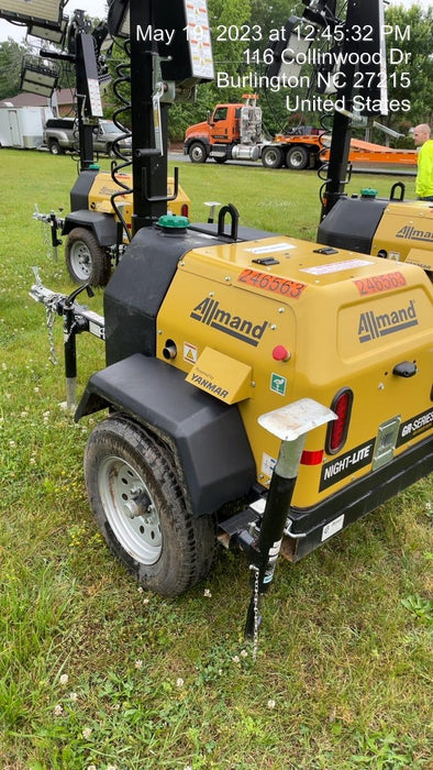 2022 Allmand NLV3GR (4) LED Light Fixture 350W, 23' Vertical Mast, 3kW Prime, Towable