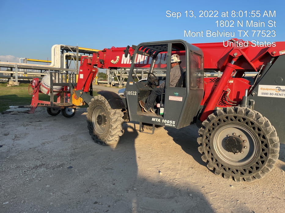 2018 Manitou MTA10055 Manitou MTA 10055 w/Cab/Heat/AC, Work Lights/Strobe, Aux Hyd, Solid Tires, Lift Hook, 66" Carriage, 60" Forks