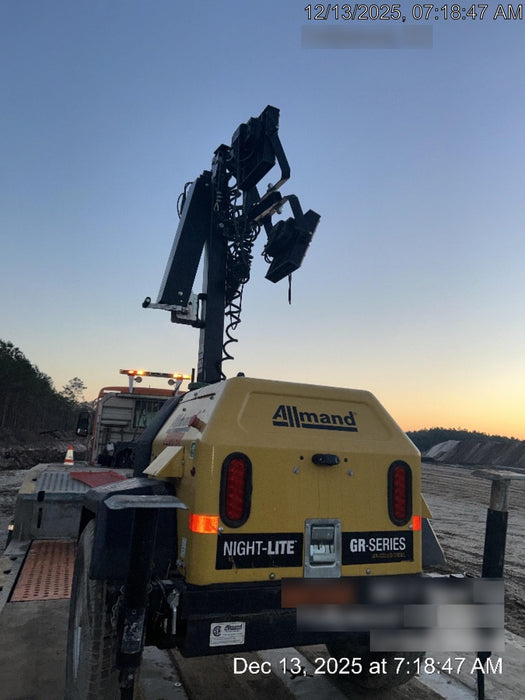 2022 Allmand NLV3GR (4) LED Light Fixture 350W, 23' Vertical Mast, 3kW Prime, Towable, Deep Sea L401, Leveling Jacks, Yanmar T4F 5.8hp