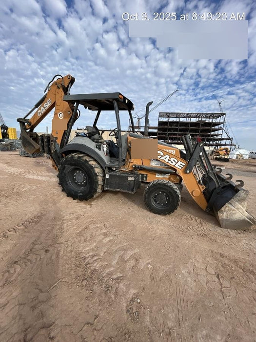 2019 Case 580N EP Canopy, 4WD, 1-Way Aux Hydraulics, Pilot Controls, Ride Control and Loader Aux Hydraulics, 900 LB. Front CWT, 82" HD LONG LIP (1 CU. YD.) W/BOCE AND LIFT EYES, FLIP OVER/STABILIZER PADS COMB