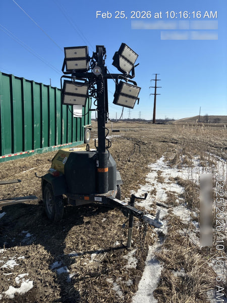 2022 Allmand NLV3GR (4) LED Light Fixture 350W, 23' Vertical Mast, 3kW Prime, Towable, ES Decals, T3