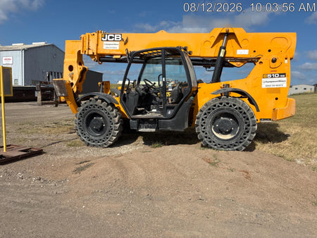 2019 JCB 510-56 Open ROPS, 74 HP, Solid Tires, Worklights, Beacon, Aux Hydraulics, Lifting Eye 66" Carriage/60" Forks