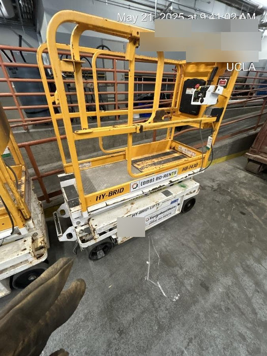 Custom Equipment HB-1430 Hy-Brid Scissor Lift
Platform capacity up to 670 lbs
Working height up to 20 ft
Weighs under 1,700 lbs
Non-marking wheels