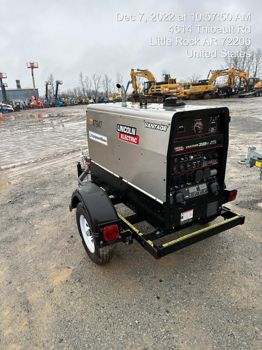 2019 Lincoln Electric Vantage 322 Ready-Pak 3, Two Wheel Trailer, Fender and Light Kit, Cable Rack