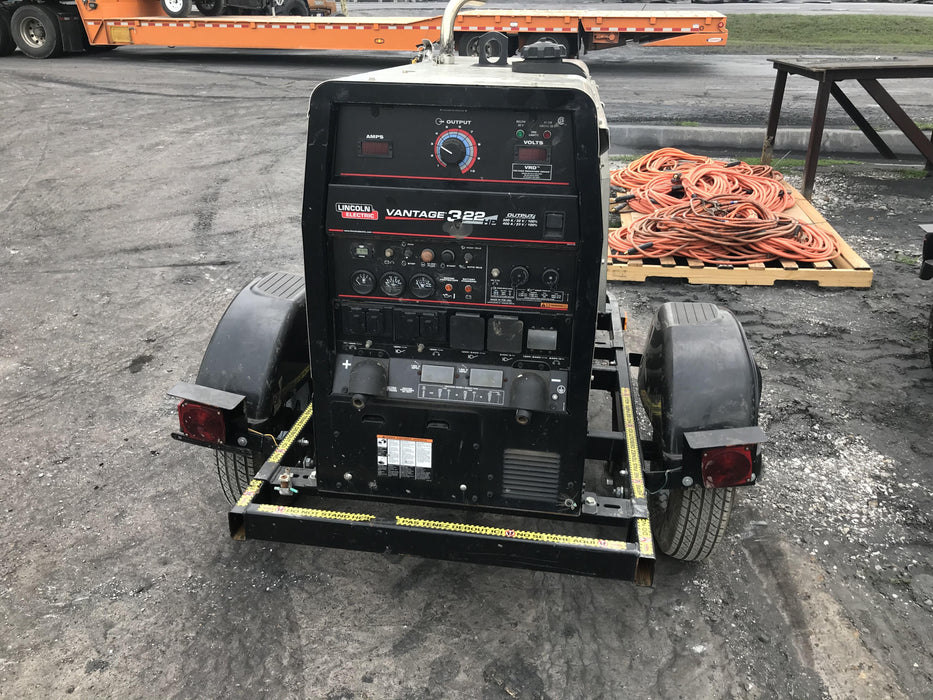 2019 Lincoln Electric Vantage 322 Welder Ready-Pak 3, Two wheel trailer, Fender and Light kit, Cable Rack