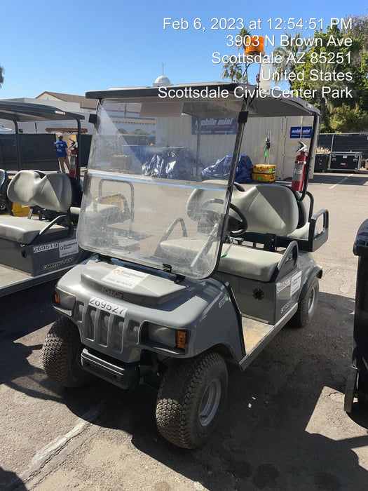 2022 Club Car CA100E Canopy, Fold down Windshield, Beacon, Back up Alarm, All-Trail Trials, HD 8 V Batteries, Trailer Hitch and Ball