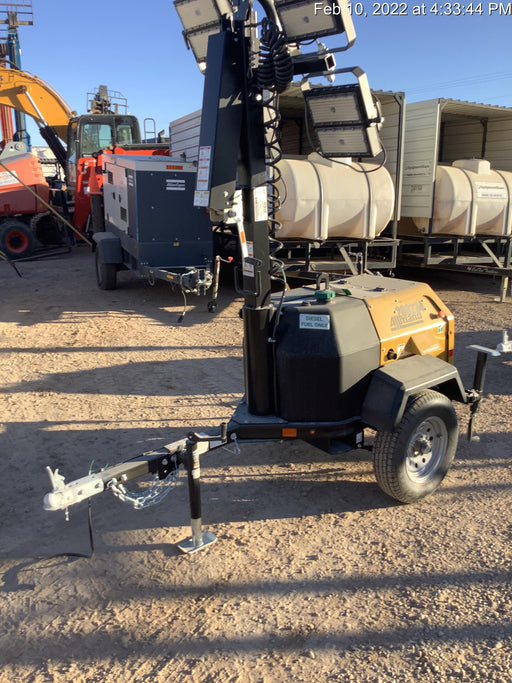 2022 Allmand NLV3GR (4) LED Light Fixture 350W, 23' Vertical Mast, 3kW Prime, Towable, Deep Sea L401, Leveling Jacks, Yanmar T4F 5.8hp