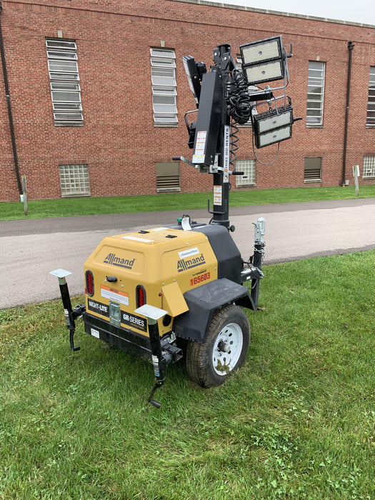 2021 Allmand NLV3GR (4) LED Light Fixture 350W, 23' Vertical Mast, 3kW Prime, Towable, Deep Sea L401, Leveling Jacks, Yanmar T4F 5.8hp