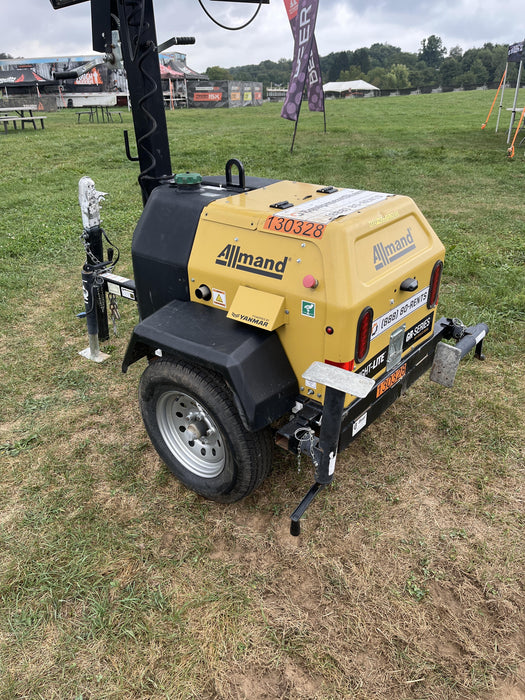 2021 Allmand NLV3GR (4) LED Light Fixture 350W, 23' Vertical Mast, 3kW Prime, Towable, Deep Sea L401, Leveling Jacks, Yanmar T4F 5.8hp